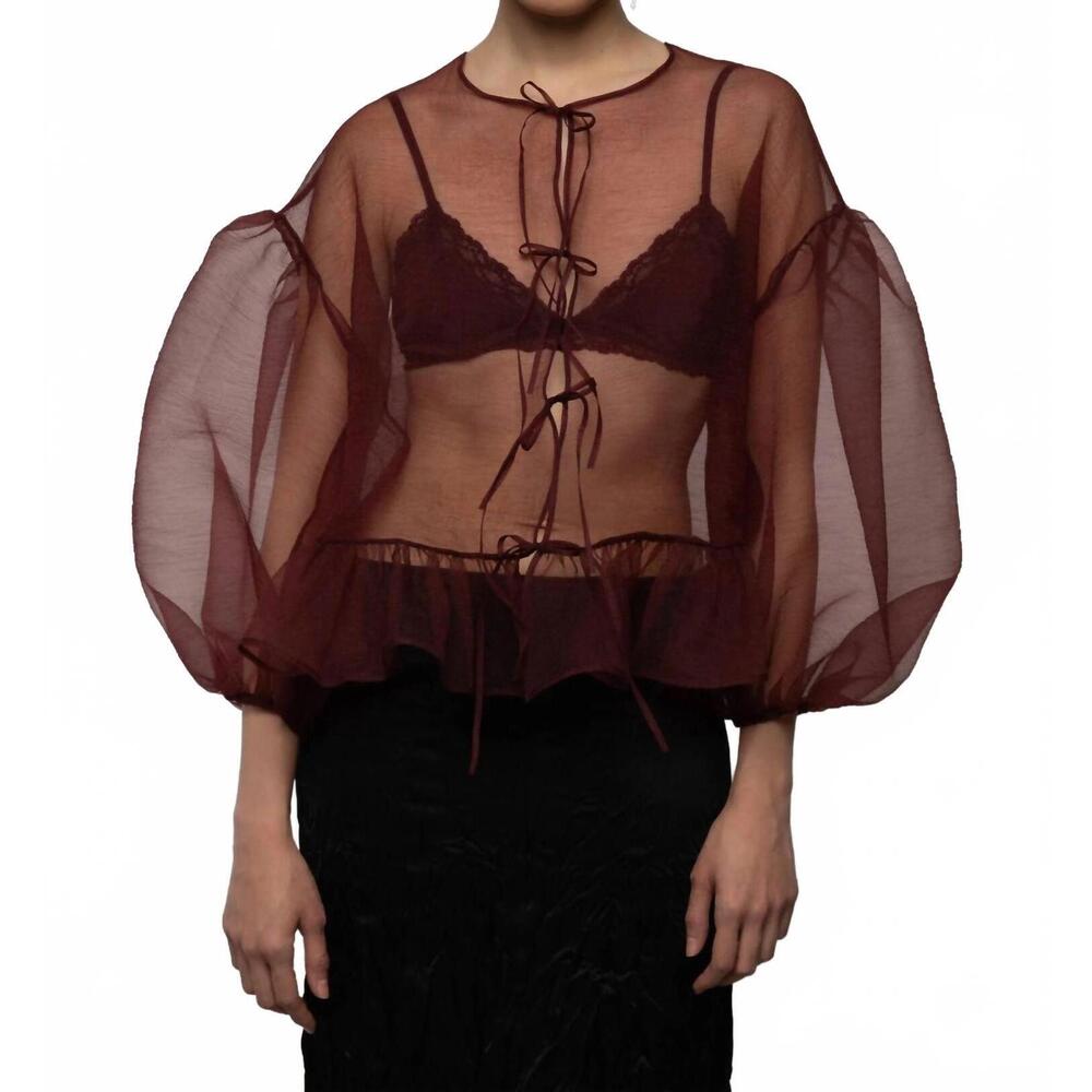 NEW ESTHE volume organza bow top in red